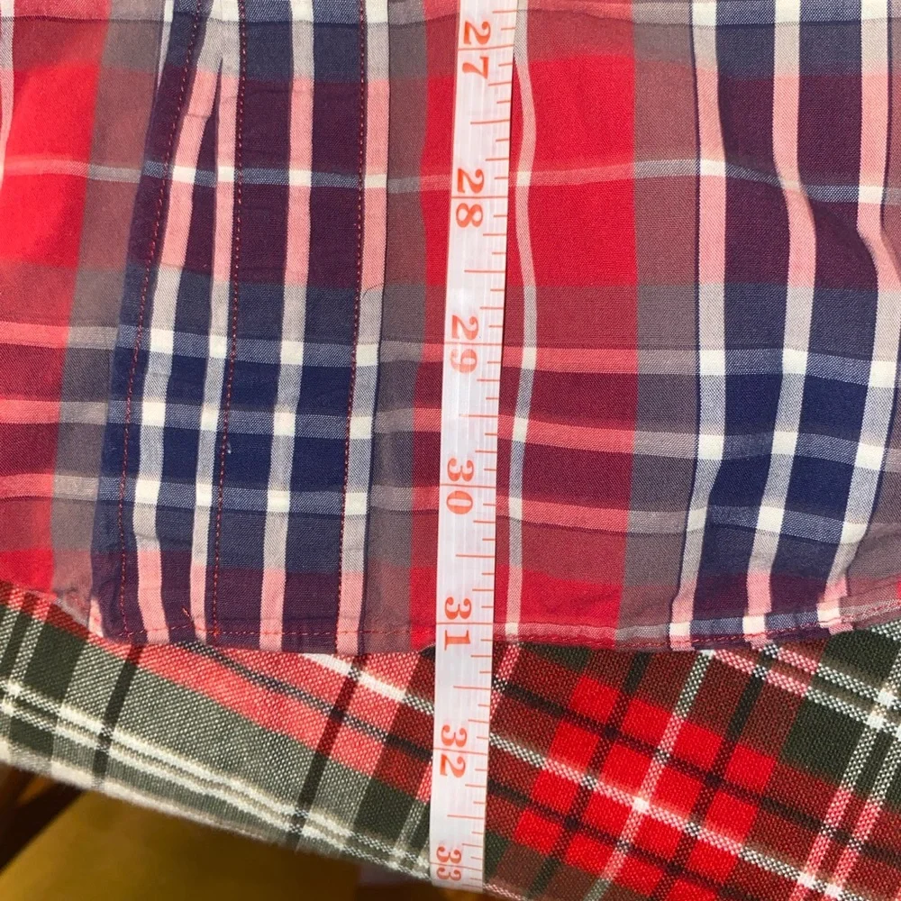J.Crew Men’s Chapman Washed Tartan Plaid Button-Down Shirt | Red Blue Cotton XL